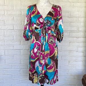 Bisou Bisou Retro Look Empire WaistPaisley Print Dress